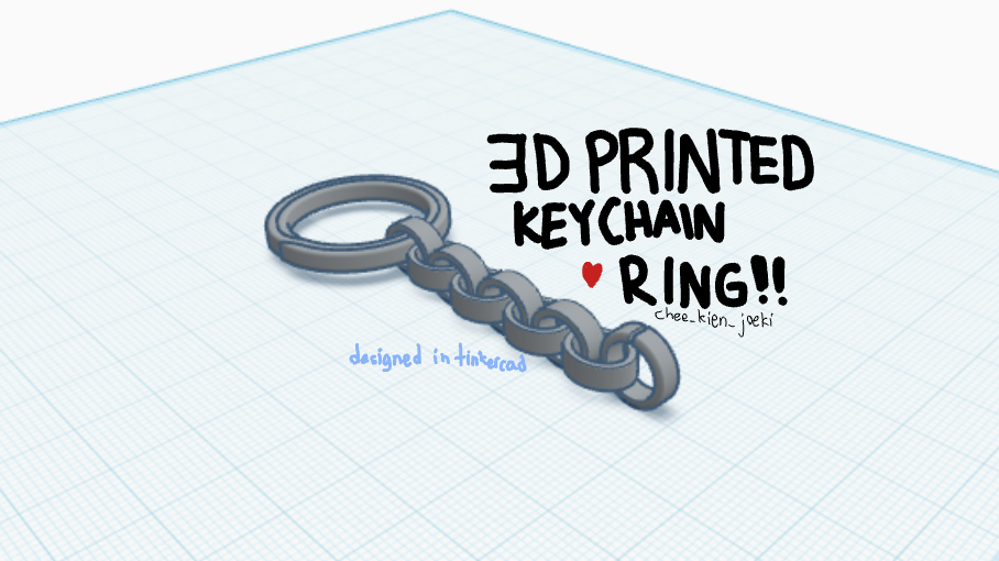 3D printed keychain ring