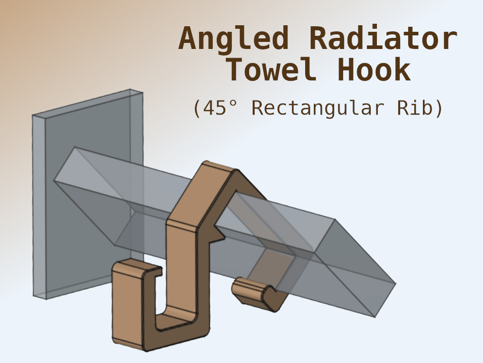 Angled Radiator Towel Hook (45° Rectangular Rib)