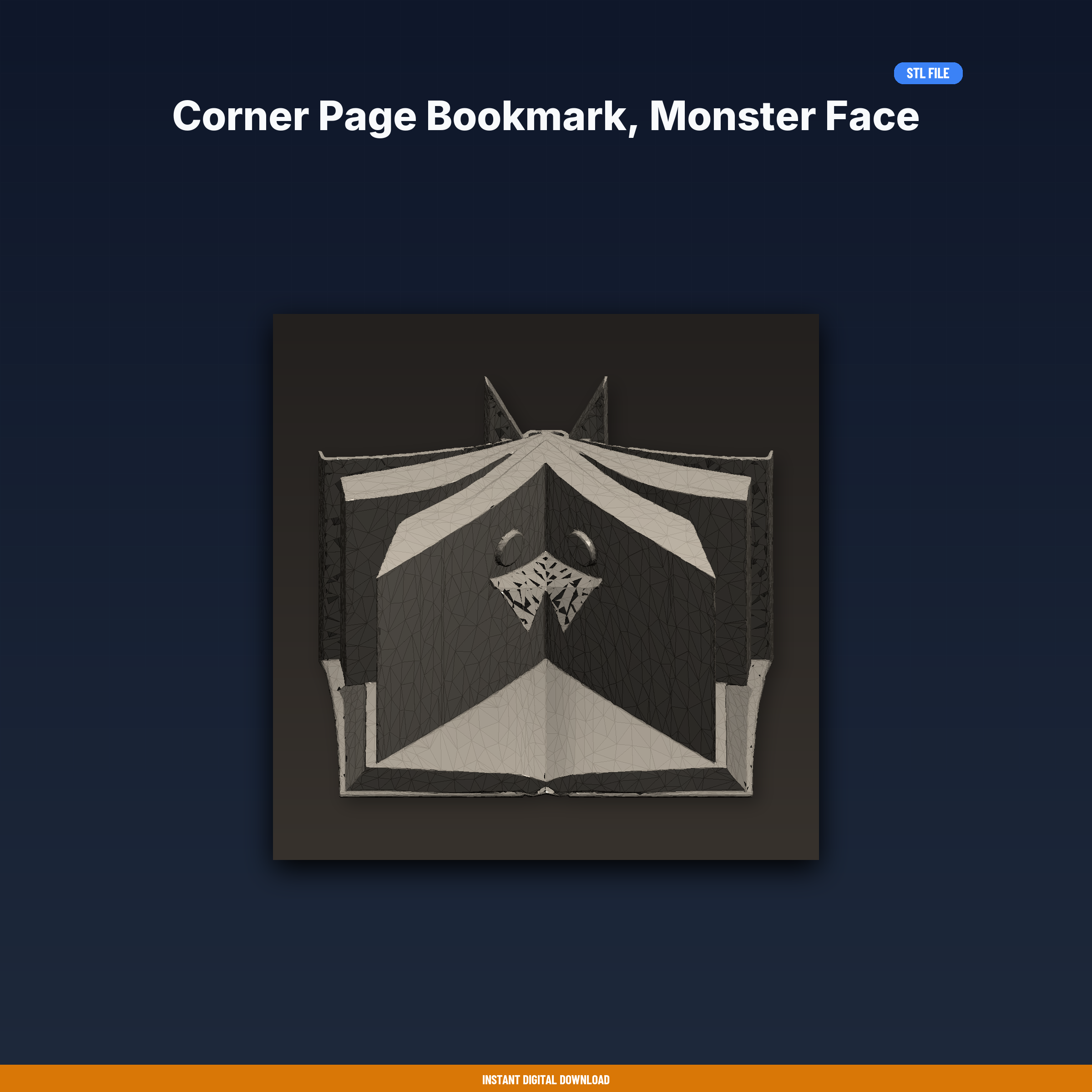 Corner Page Bookmark, Monster Face Eating Page Corner, Cute Scary, - 3D Printable STL File