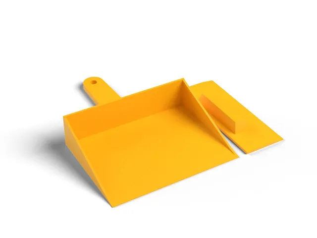 Desk Dustpan - Little Dustpan and Sweeper for Desk, Bench and 3D Printer, No Supports (OpenSCAD)