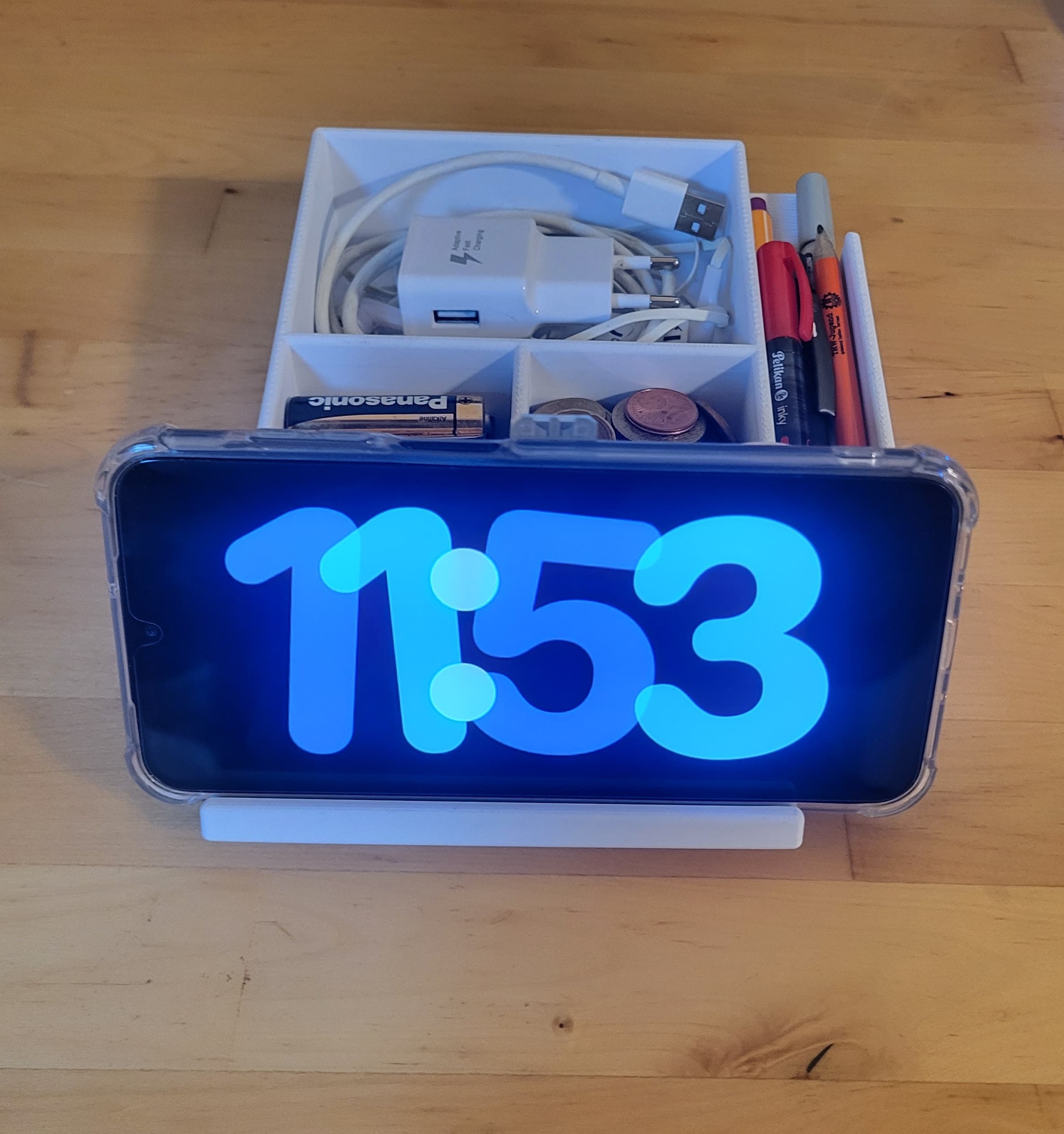Desk Organizer, Pen Holder, Phone Stand, USB Slots 3D model