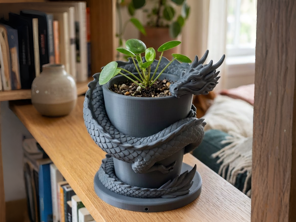 Dragon Planter Pot Fantasy Plant Holder Indoor Decor