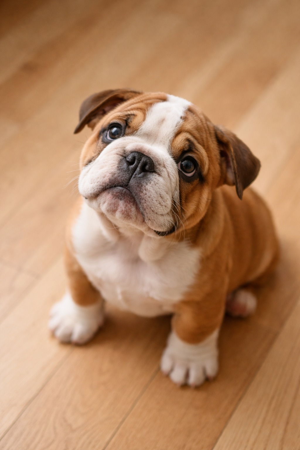 Sitting British Bulldog Puppy
