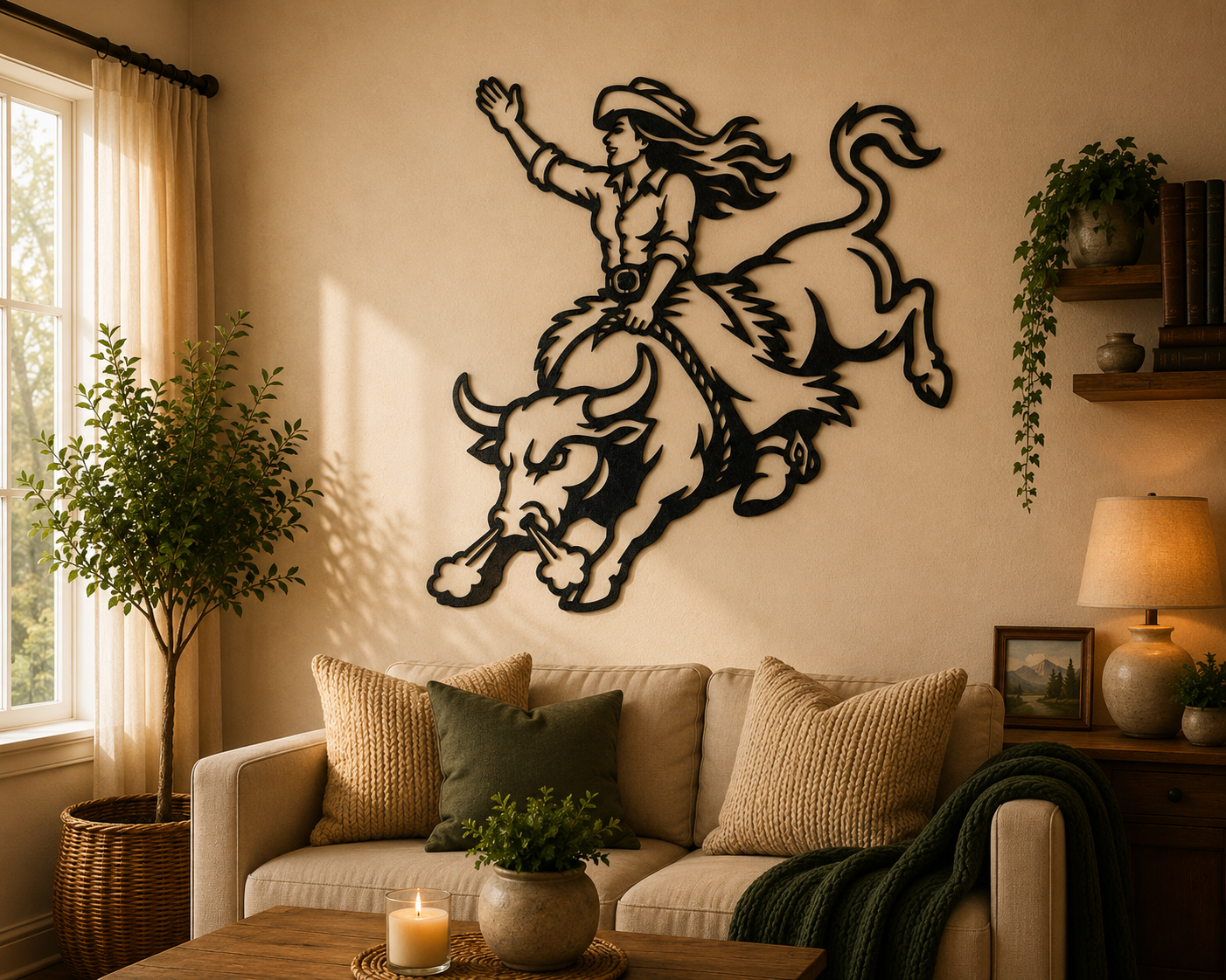 Cowgirl Bull Rider 2D Wall Art