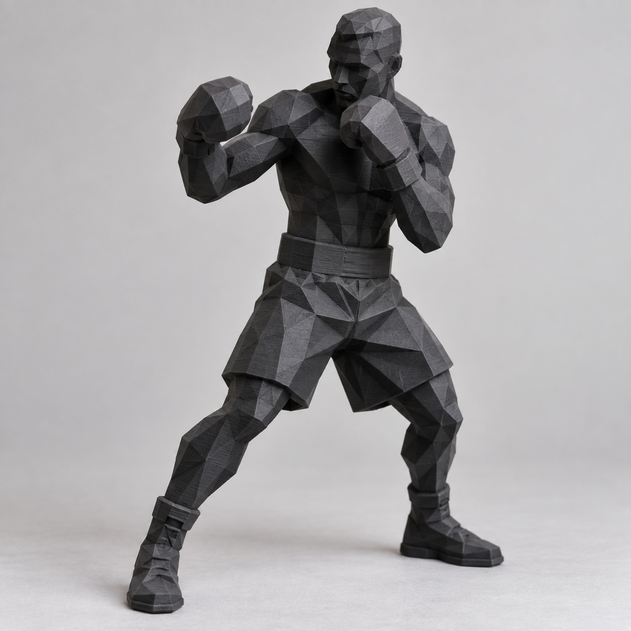 Low Poly Boxer Figurine - Faceted Fighter Statue