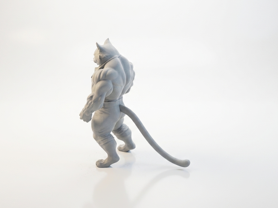 Buff Cat Figurine Muscular Character 3D Printable