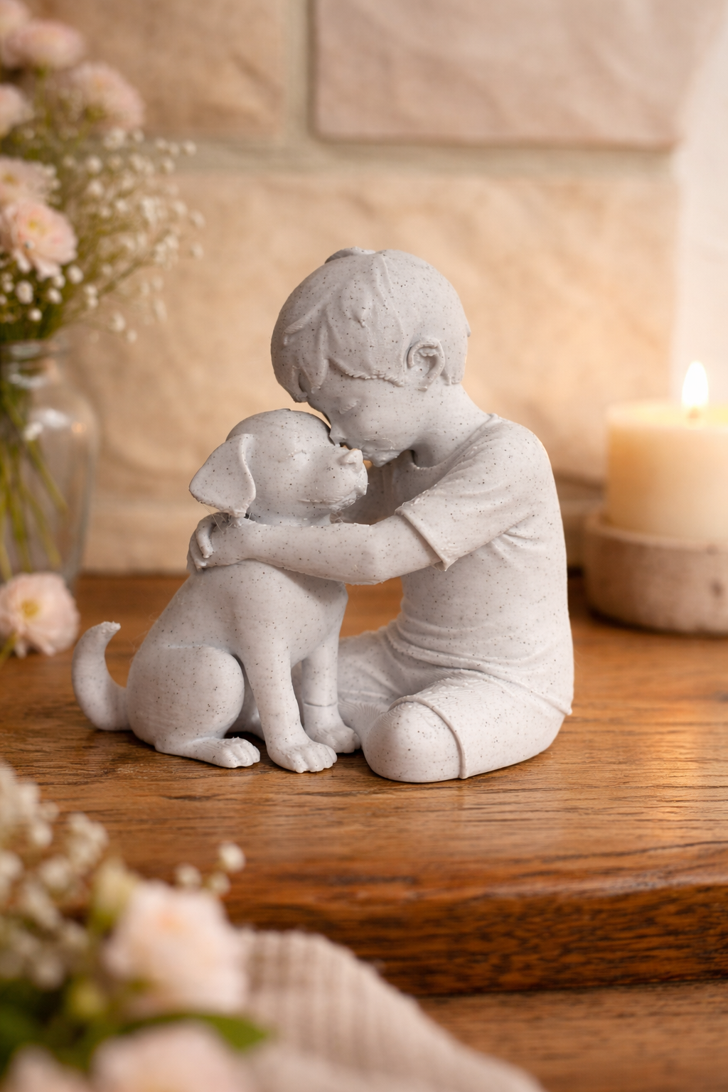 Gentle Bond – Boy and Dog Figurine