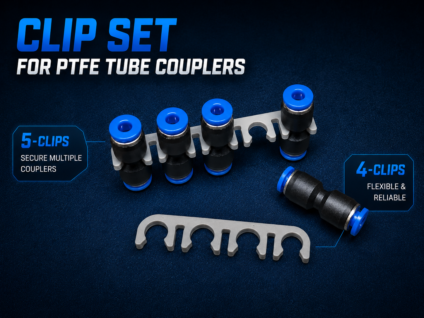 Clip Set for Off-the-Shelf PTFE Tube Couplers
