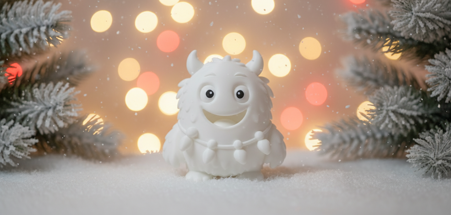 Furry Monster with Bones Christmas Figurine