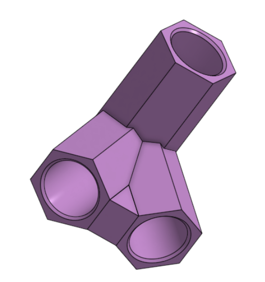 Hexagonal Corner Connector x3 45deg for PCV Tubing