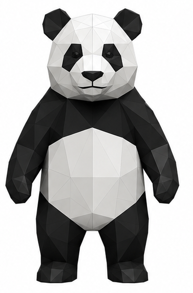 Low Poly Panda Sculpture – Modern Geometric Panda Decor