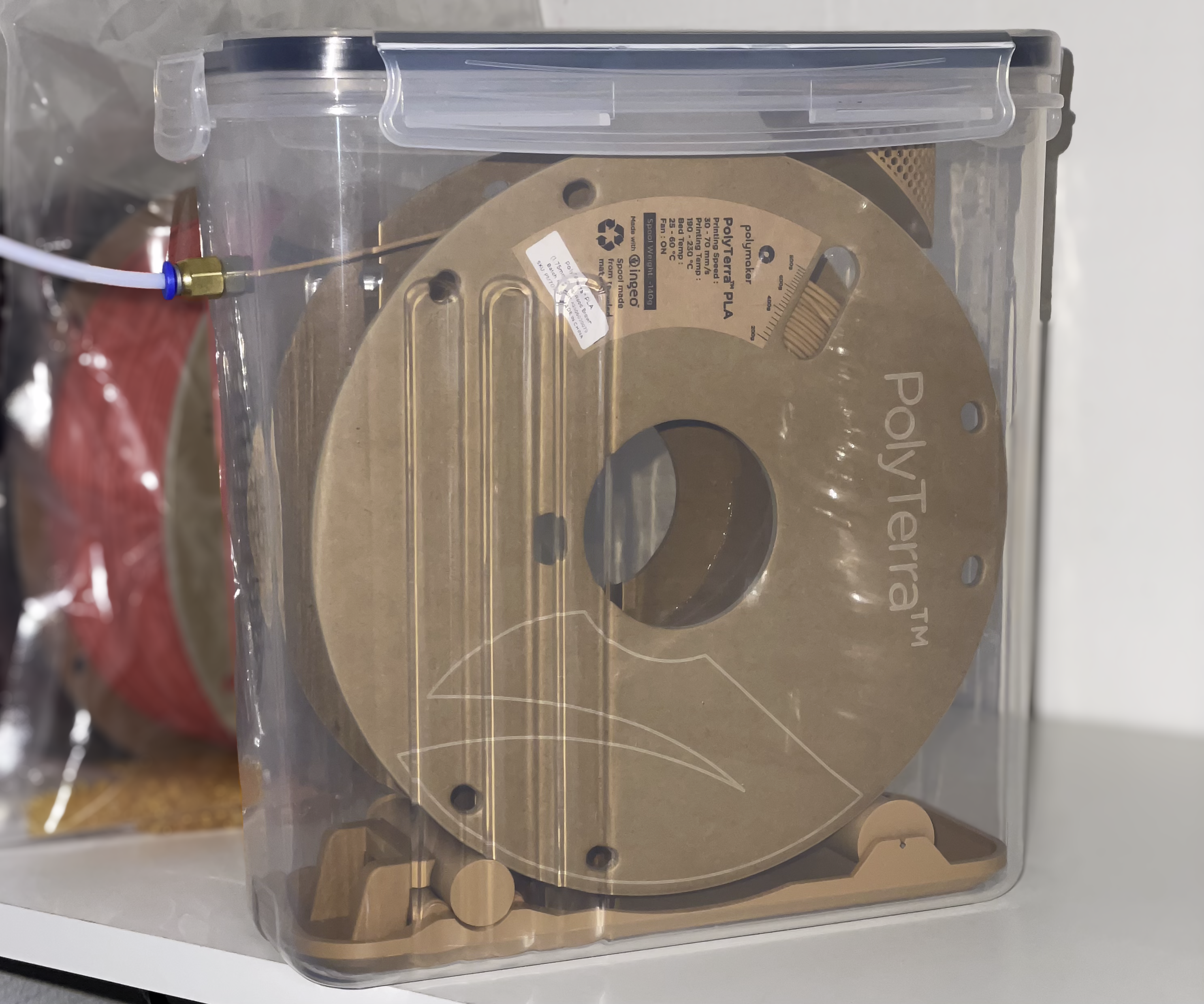 Drybox filament spool holder (no ball bearings needed)