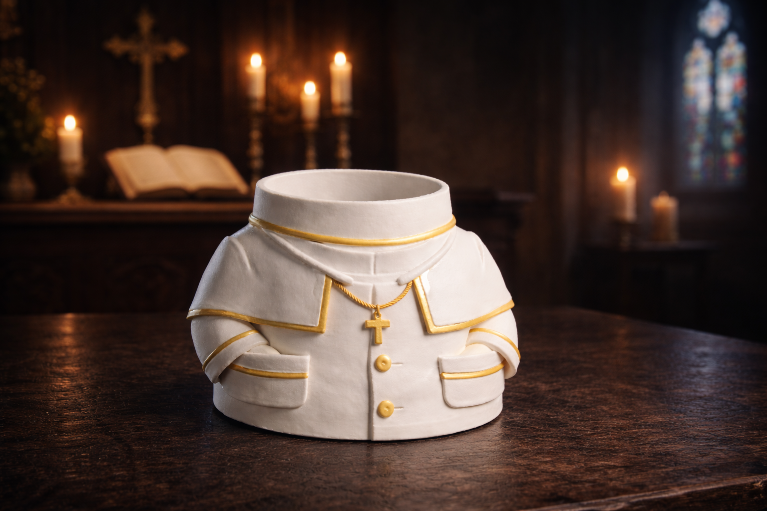 Pope Robe Pen Holder Stylized Papal Desk Organizer