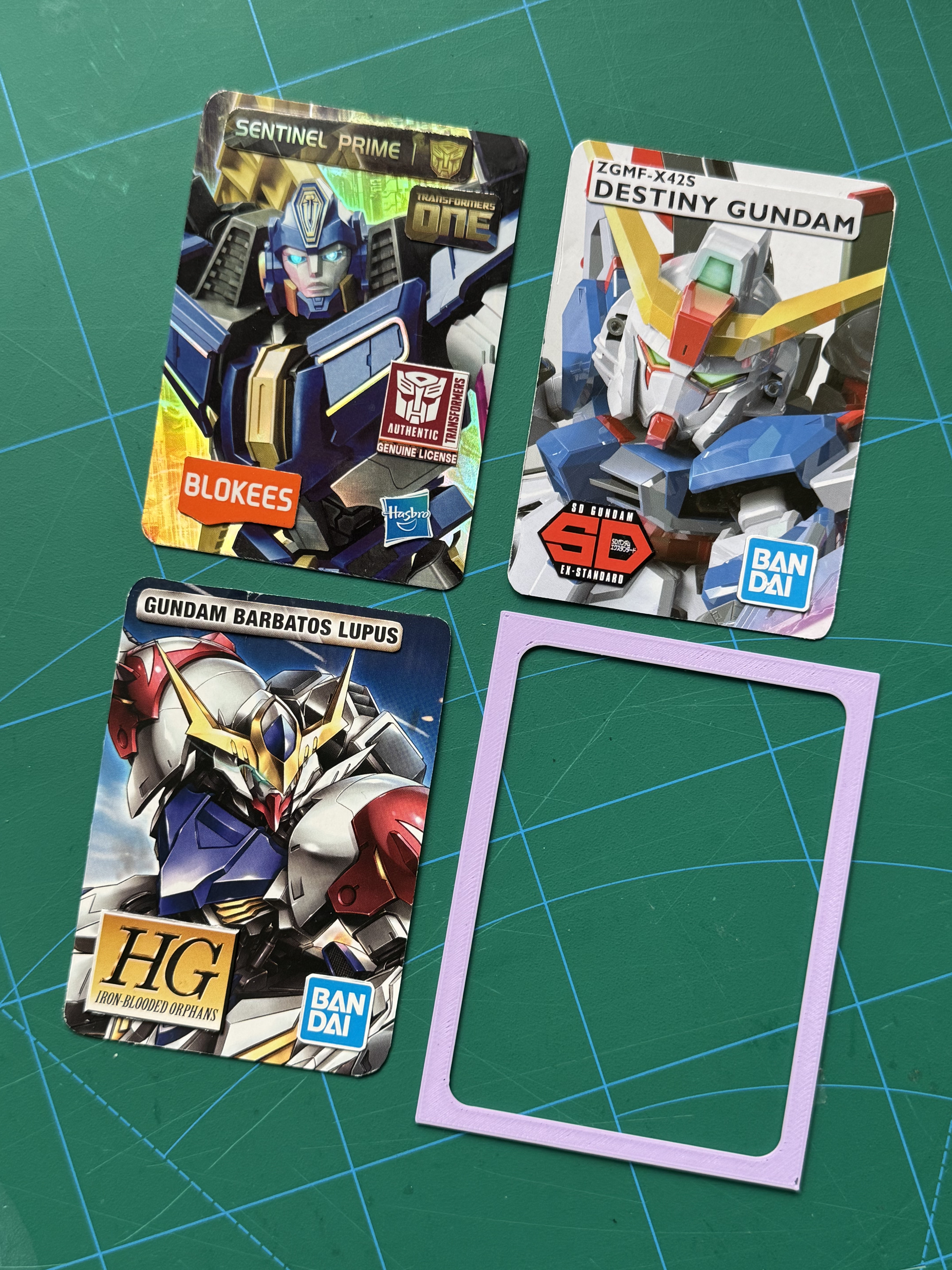 Trading card cutout stencil for your completed kit boxes