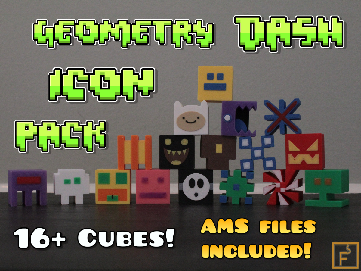 Geometry Dash Icon Pack | 16+ cubes - print in place