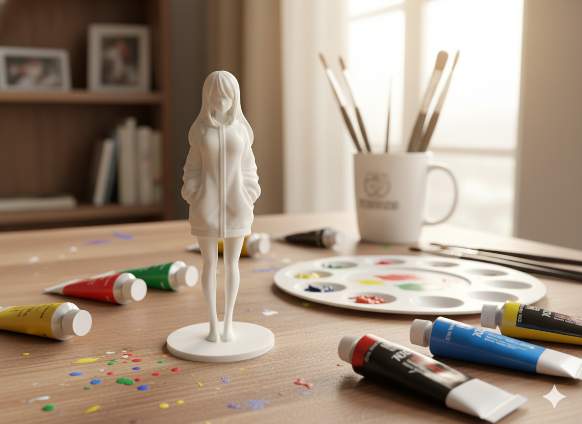 Anime Girl in Oversized Hoodie – Figurine