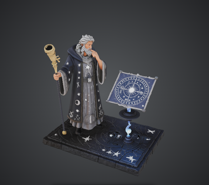 Astronomer Wizard – Fantasy Stargazer Mage with Telescope