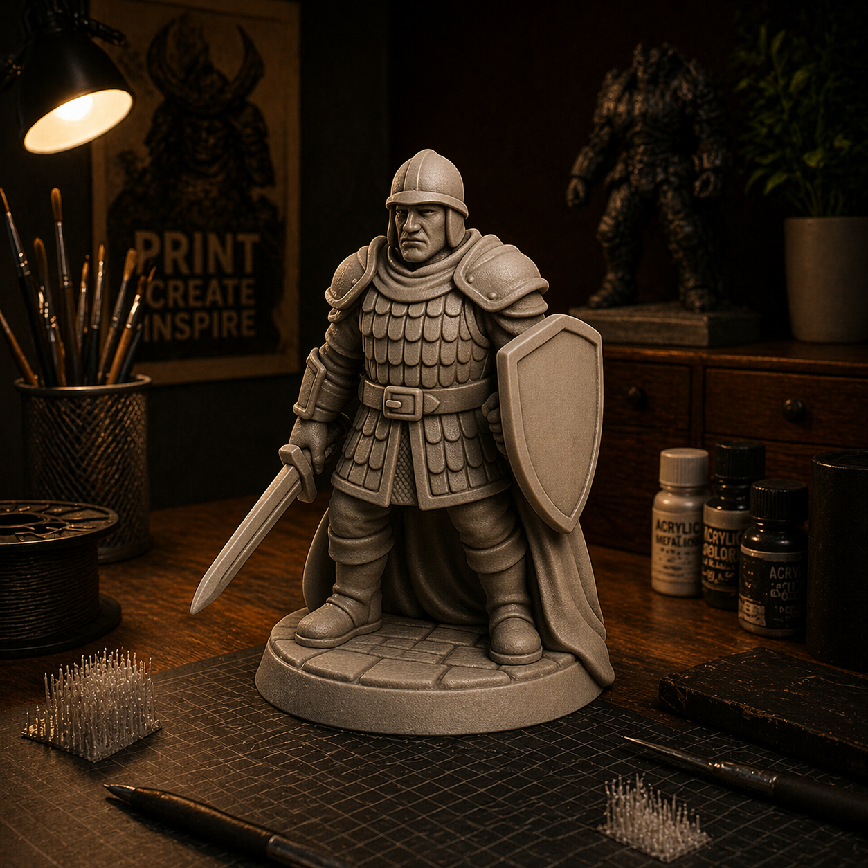 Medieval Knight Warrior Figurine – Sword & Shield