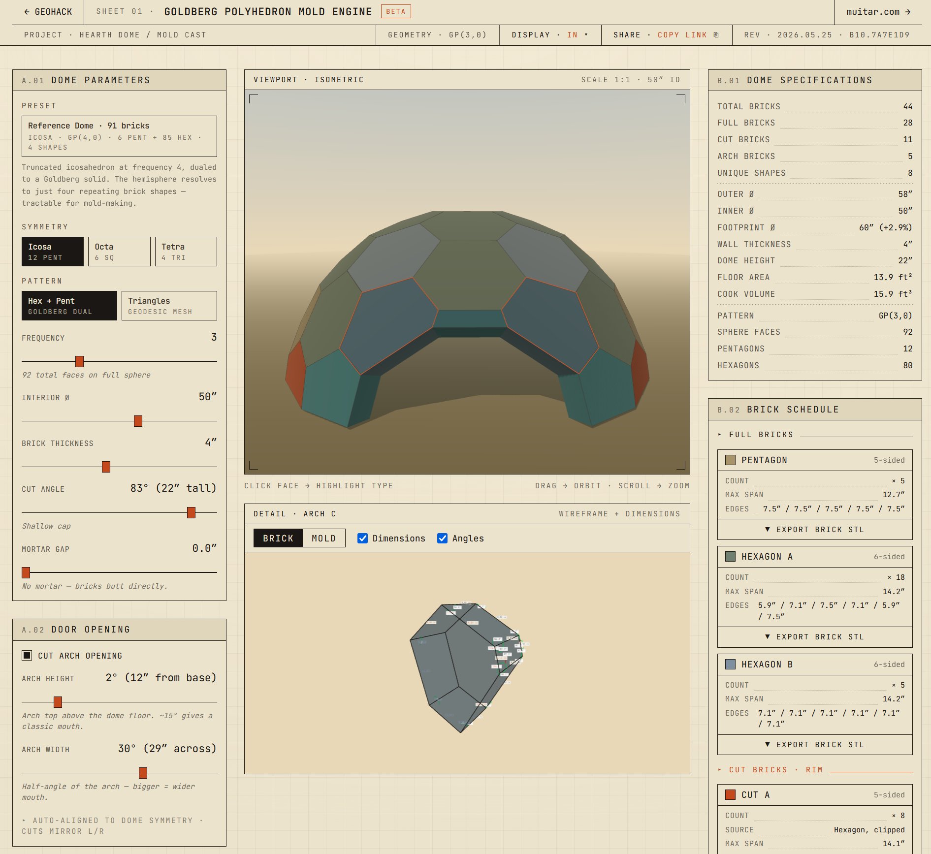 Goldberg Polyhedron Pizza Oven Generator