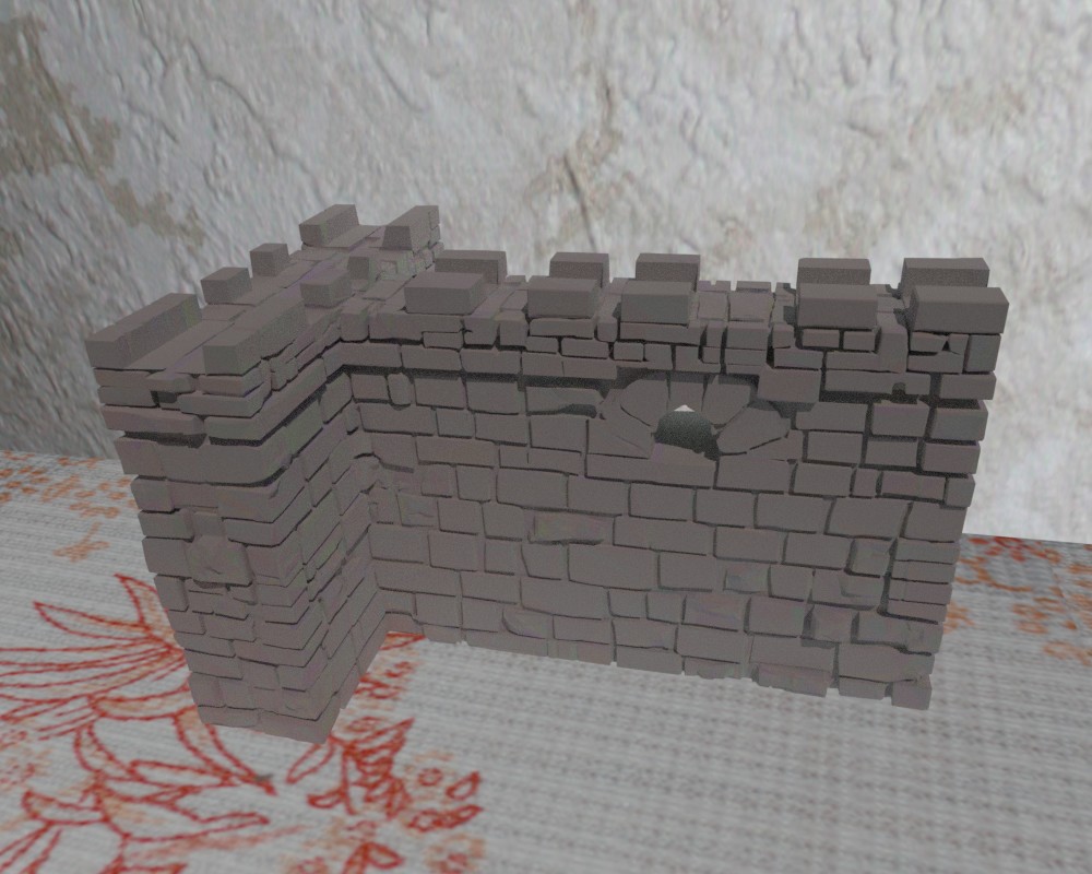 Wargame T-shaped Battlements Terrain Wall