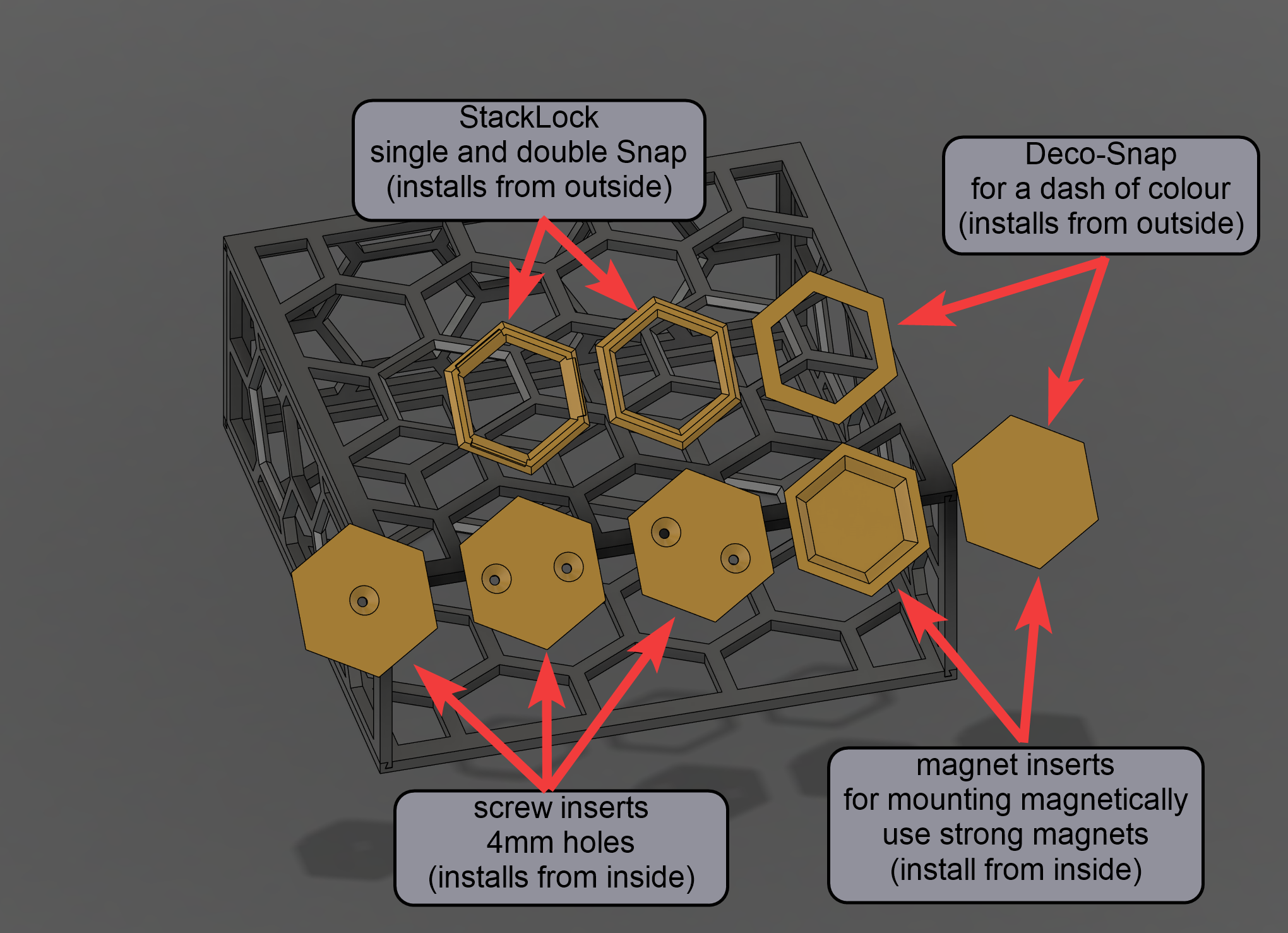 Miniatura 4 do modelo 3D The Hex Box - StackBox - prints flat!