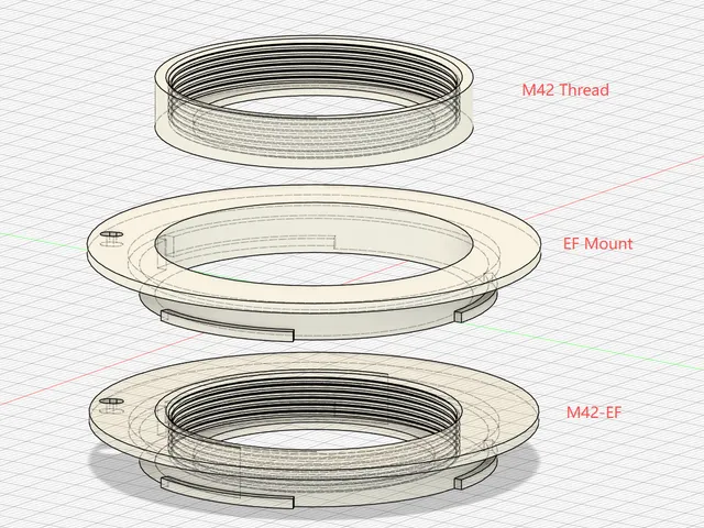 M42 thread to Canon EF mount adaptor with aperture ring STEP