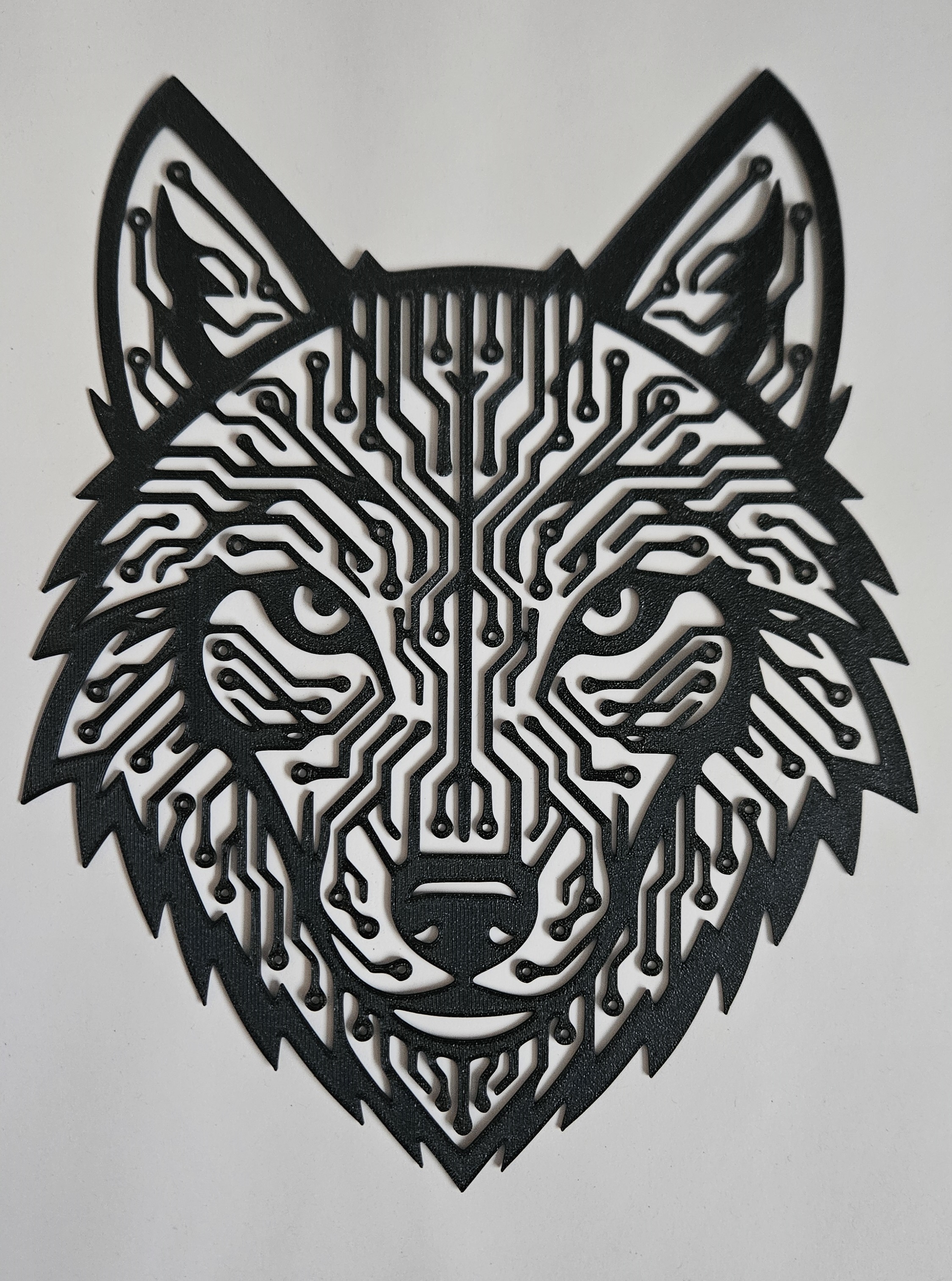 Cyber Wolf Wall Art – Geometric Circuit Board Design
