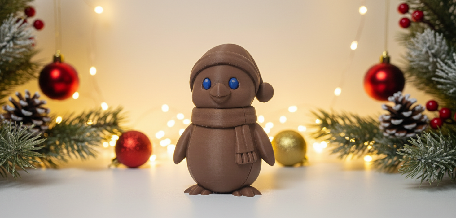 Penguin with Hat & Scarf Christmas Figurine