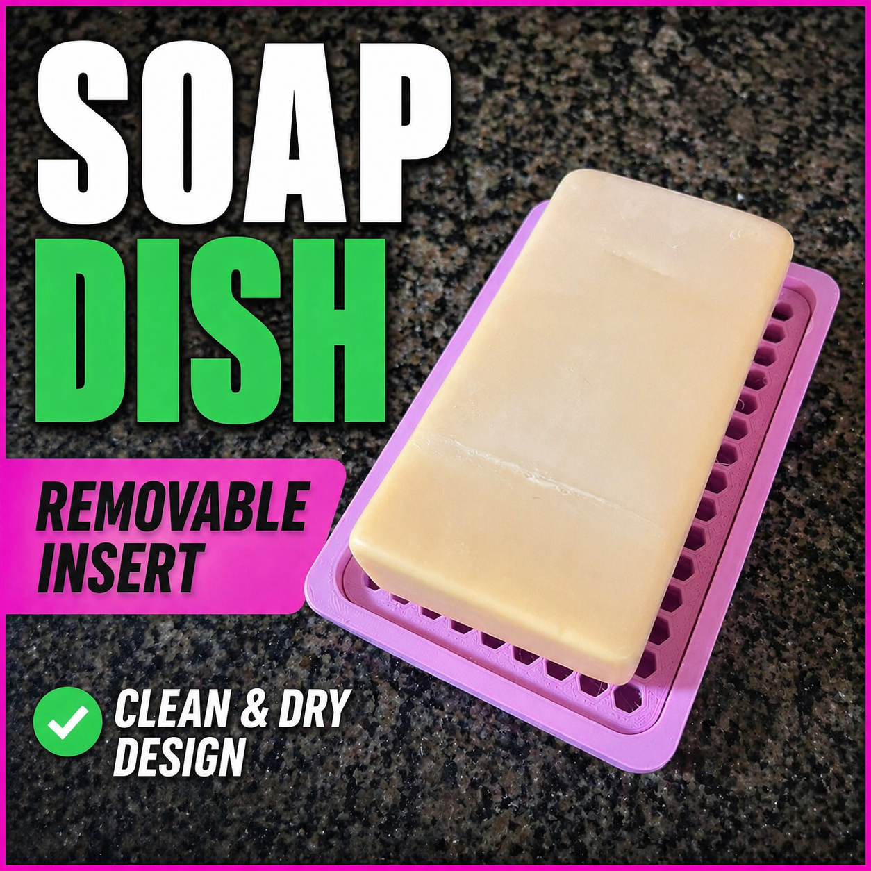 Modular Soap Dish with Removable Airflow Insert