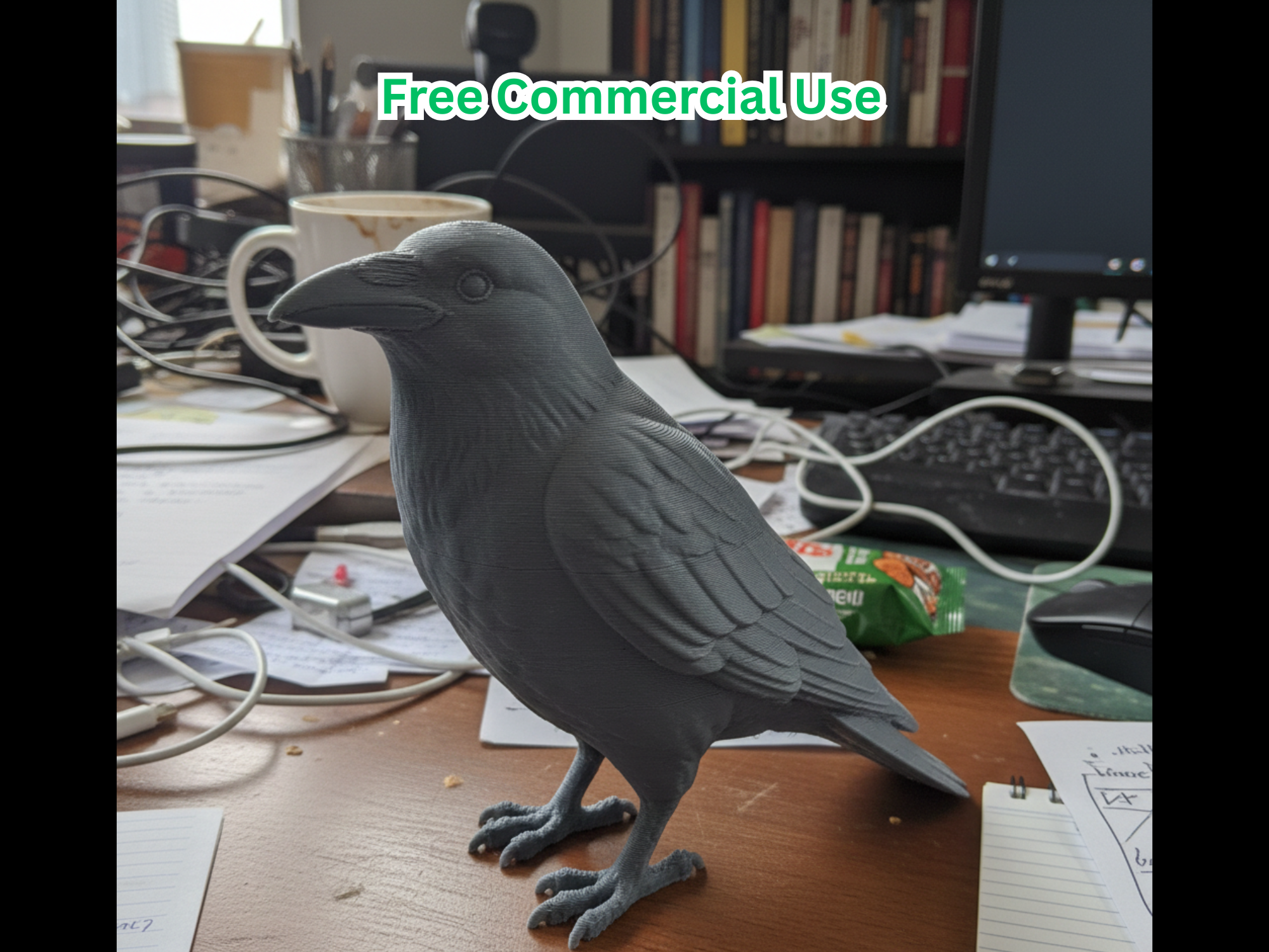 American Crow Sitting Statue