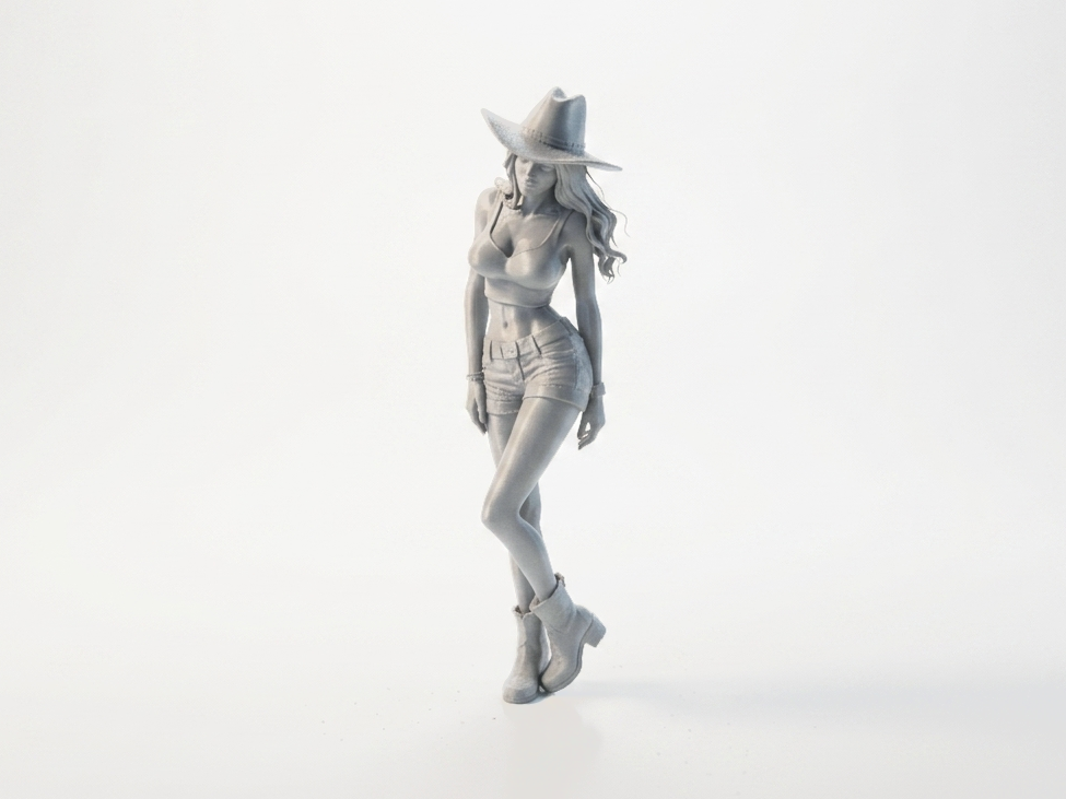 Western Cowgirl Figurine Female Figure 3D Printable