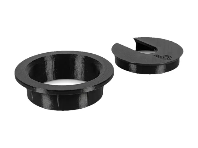 Desk Cable Grommet 60 / 80 mm – Flush Rotating Cap, Grip Ribs, No Supports