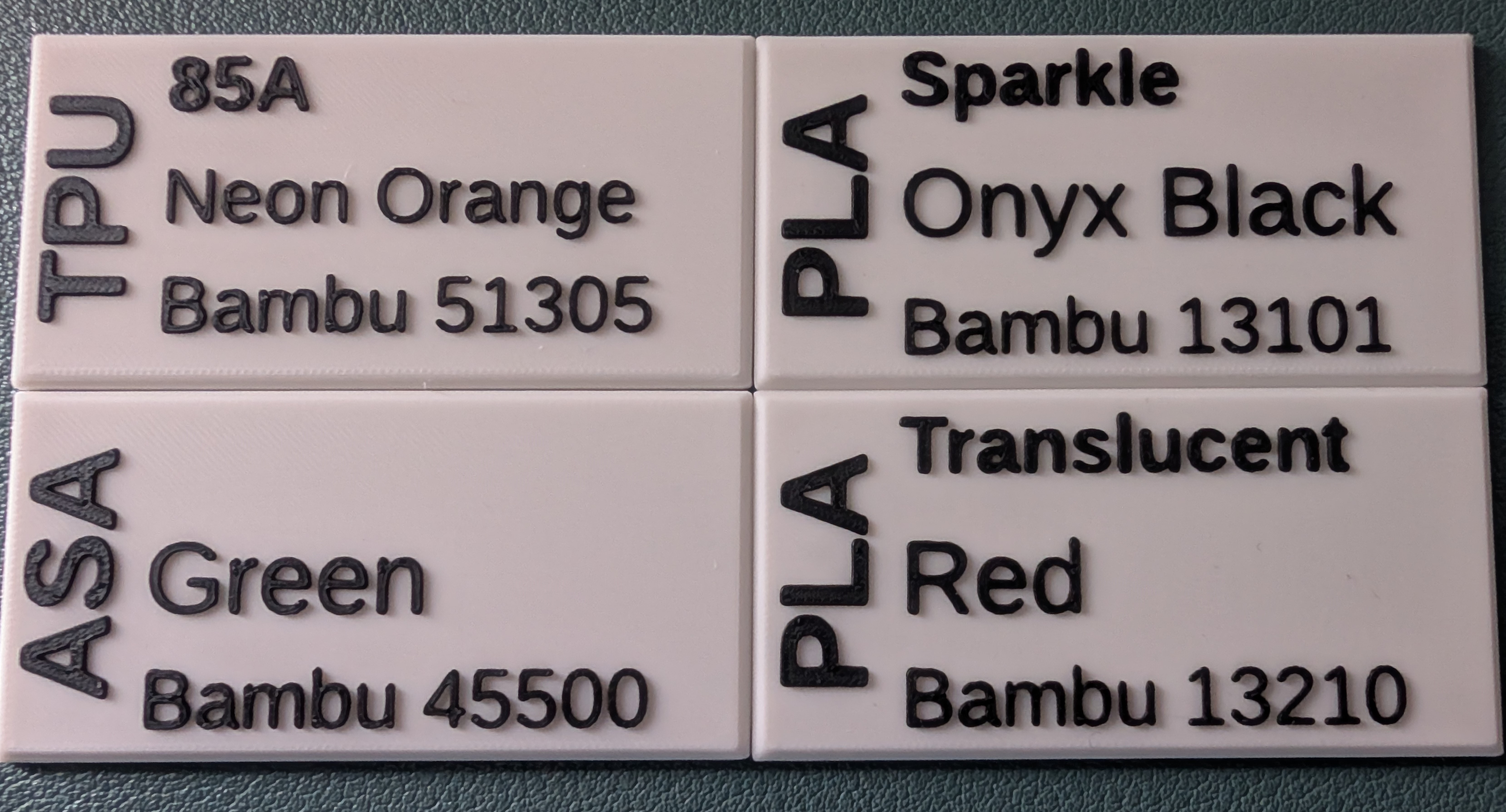 Labels for all current Bambu Filament