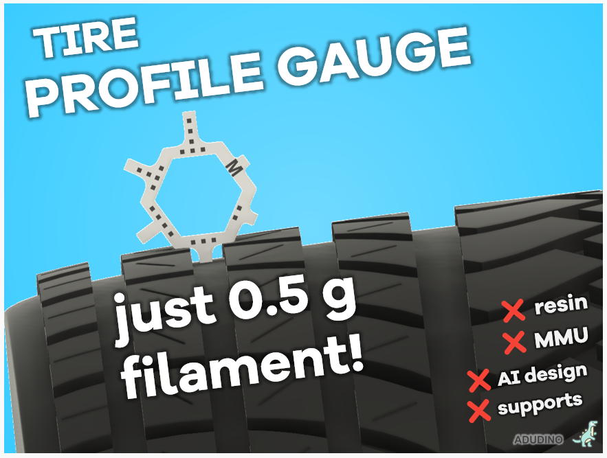 Tire Profile Gauge (just 0.5 g!) - 1 mm = 1 dot