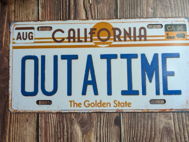 OUTATIME License Plate Hueforge