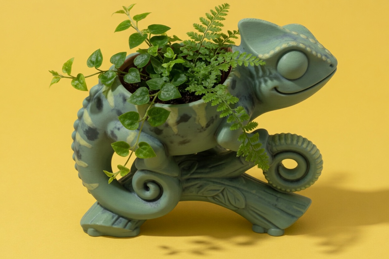 Chameleon Plant Pot Cute Reptile Planter Indoor Succulent Holder