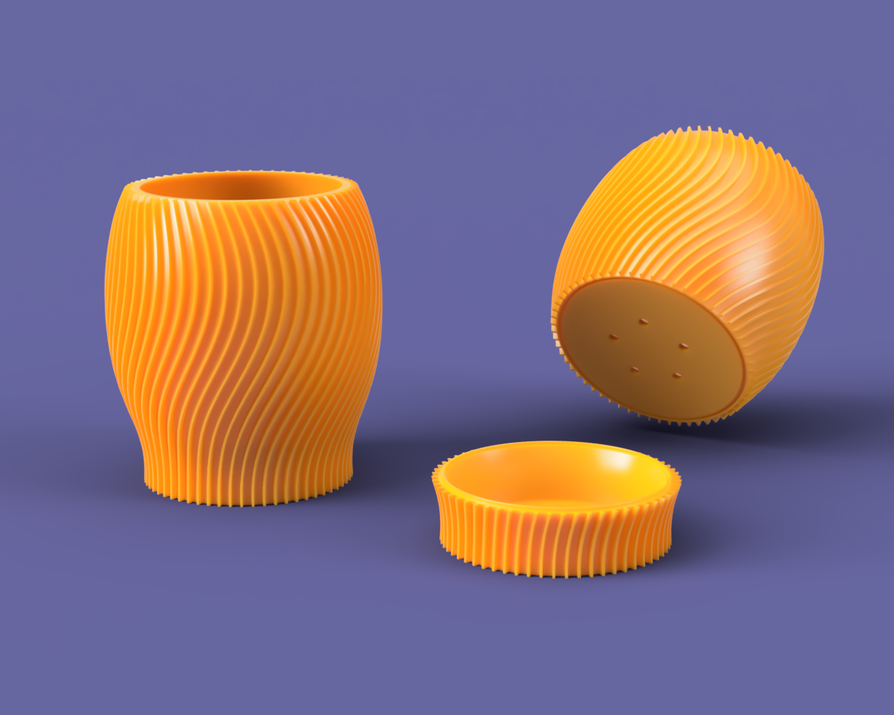 Spiral flower pot with a hidden/invisible saucer