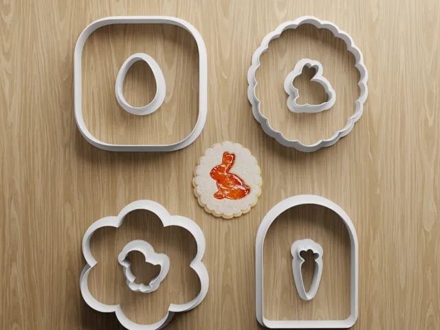 Easter Linzer Cookie Cutter STL Bundle | Bunny Egg Carrot Window Cutter Set | 3D Printable