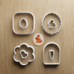 Easter Linzer Cookie Cutter STL Bundle | Bunny Egg Carrot Window Cutter Set | 3D Printable