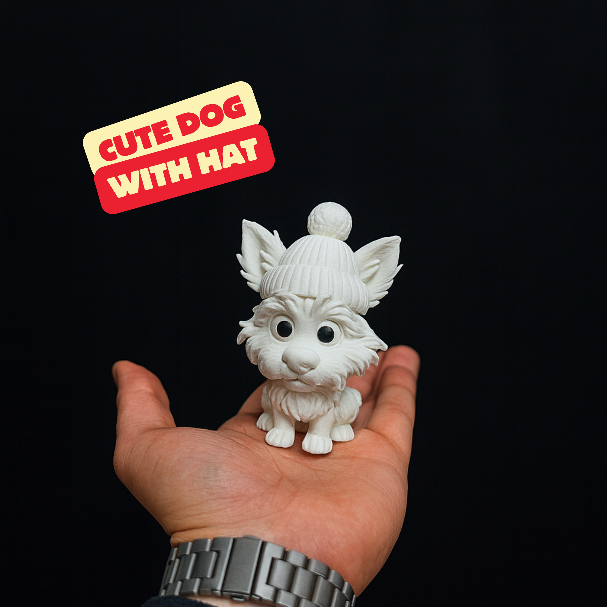 CUTE DOG WITH HAT - SCULPTURE / MINIATURE