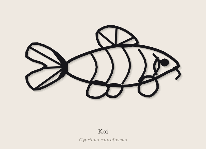 Geometric Koi Wall Art | Line Art Carp | No Supports