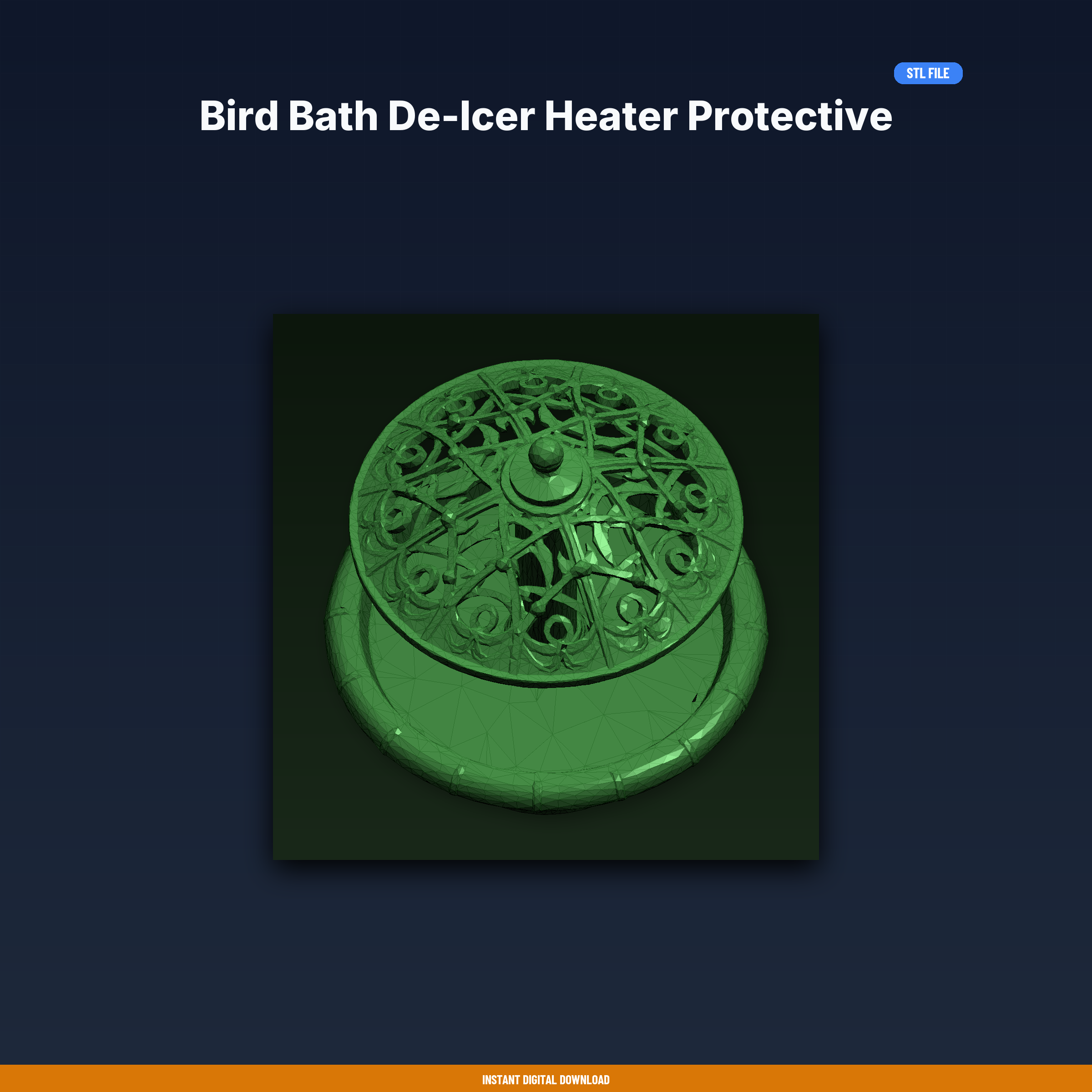 Bird Bath De-Icer Heater Protective Cover, Winter Birding, Freeze - 3D Printable STL File