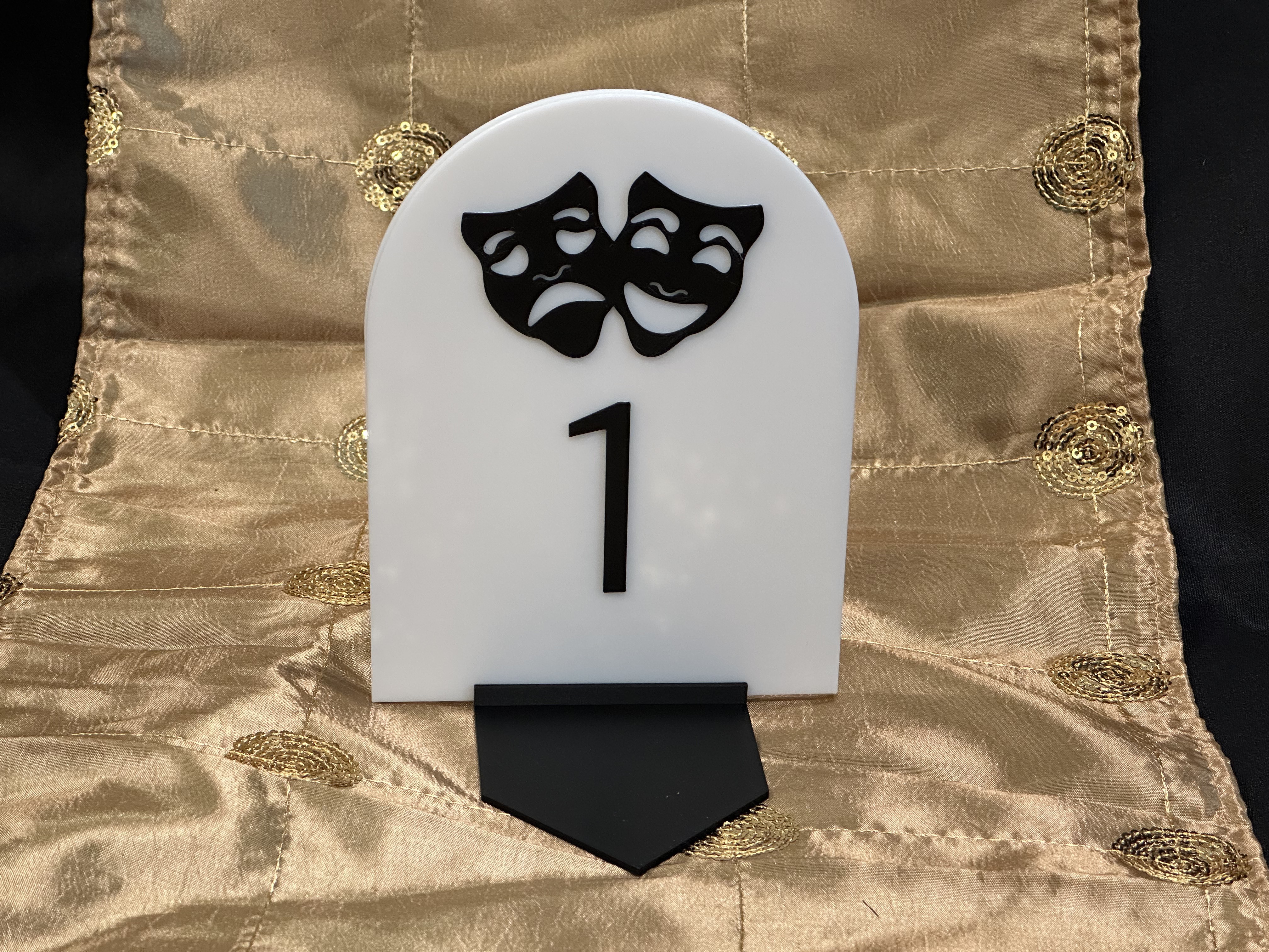 Theater-themed table numbers for weddings/events