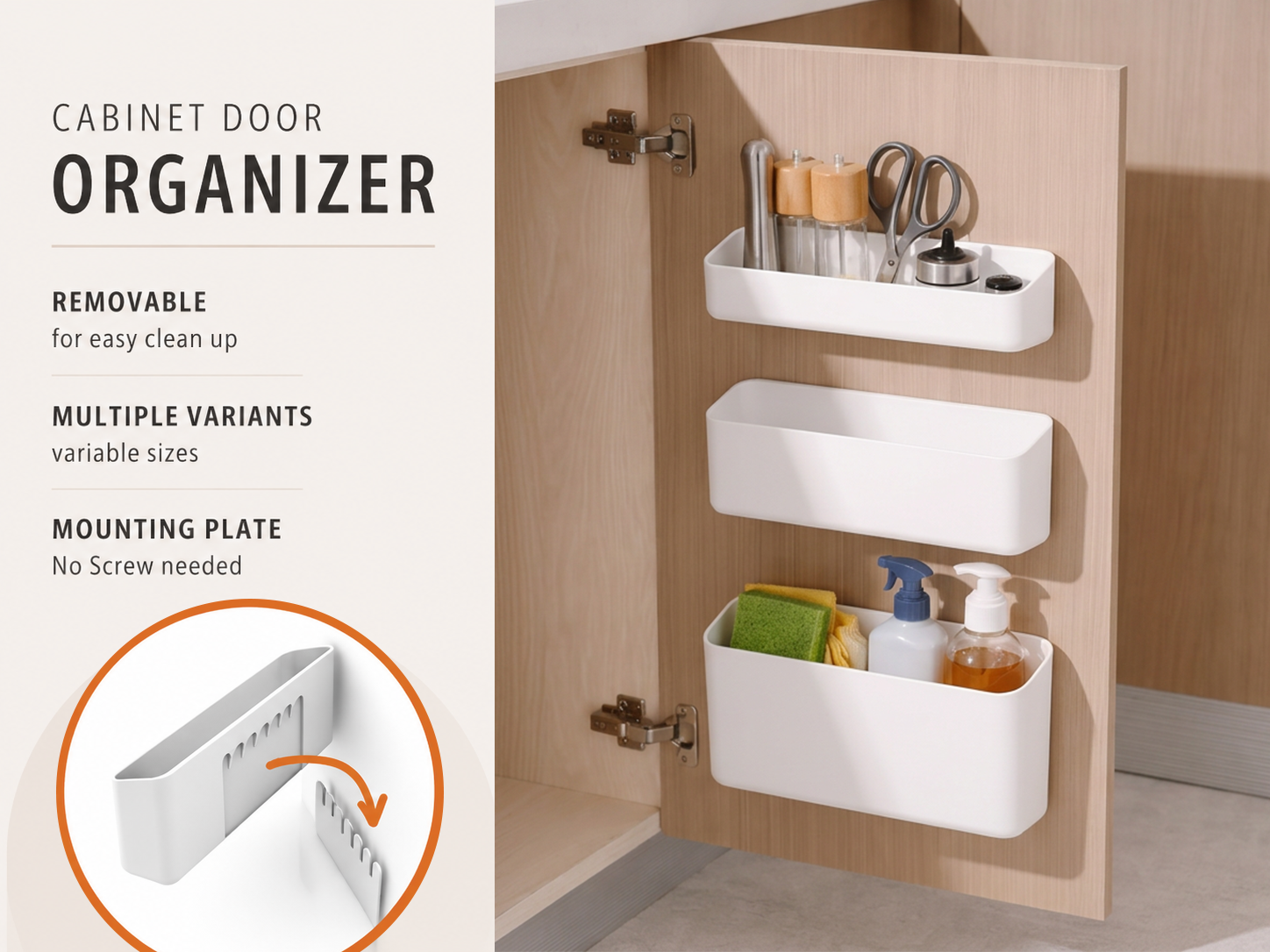 Removable Cabinet Door Organizer