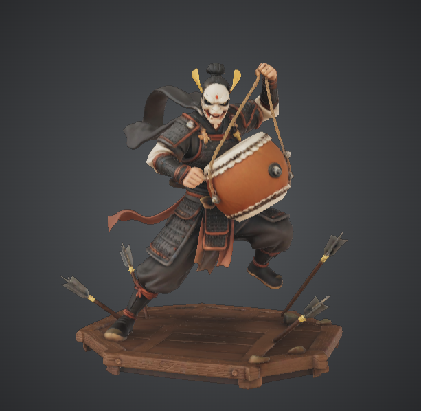 Masked War Drummer Warrior – Samurai Inspired Battle Drummer