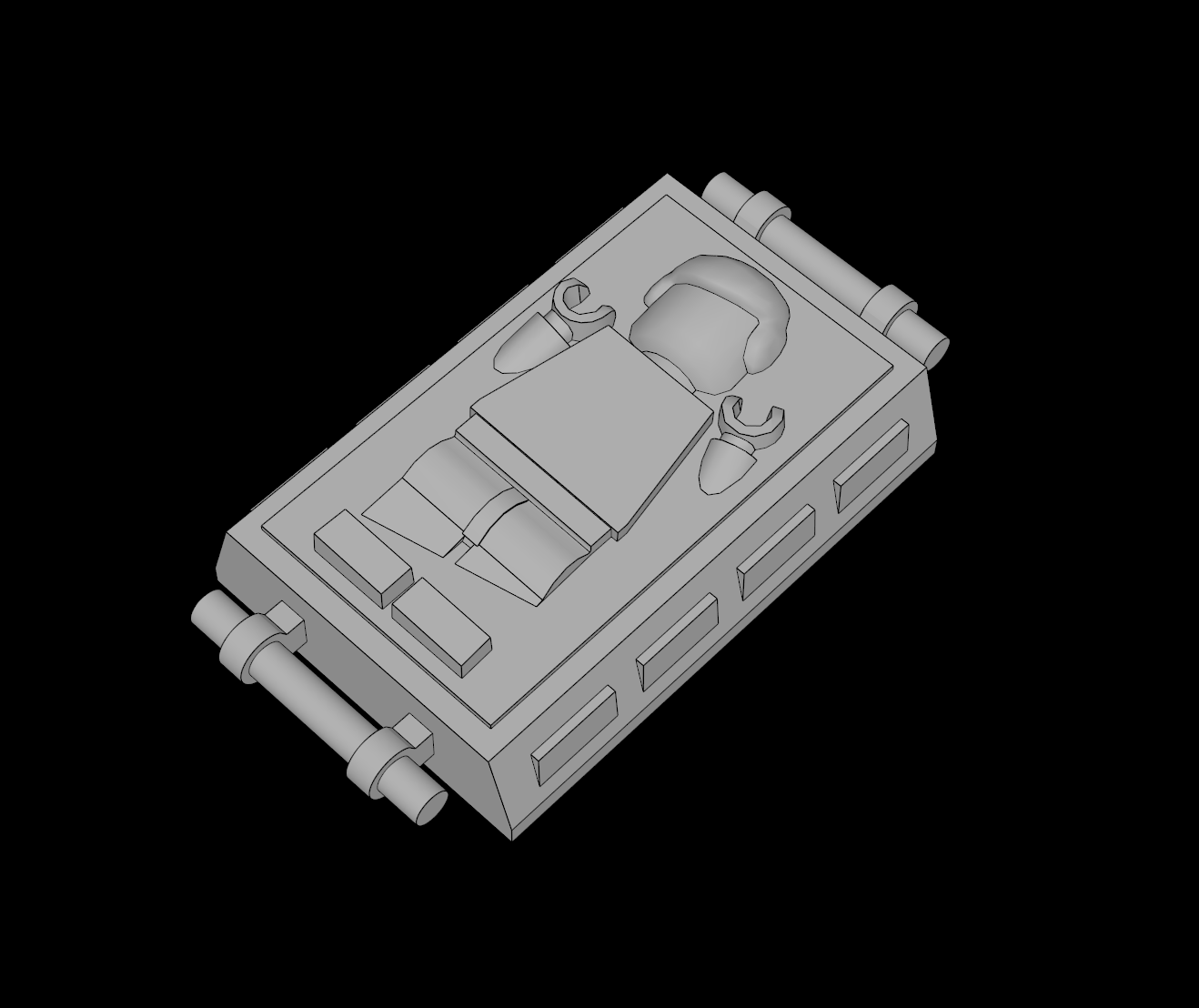 Lego Compatible (87561.dat) Block  6 x  4 x  1 with Handles and Minifig Pattern 3D model by thall72