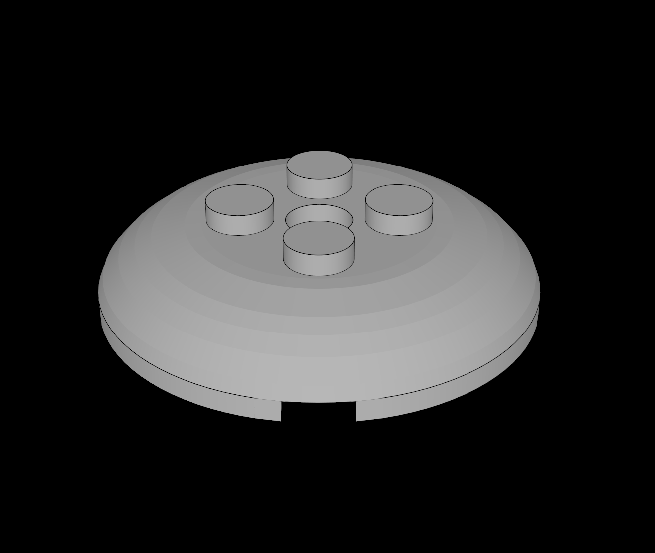 Lego Compatible (65138.dat) Brick  4 x  4 x  0.667  with Rounded Top and Four Top Studs 3D model by thall72