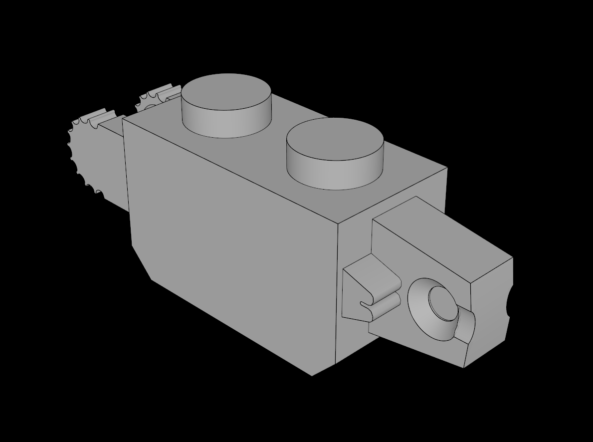 Lego Compatible (30386.dat) Hinge Brick  1 x  2 Locking Double, Two Finger End with  9 Teeth