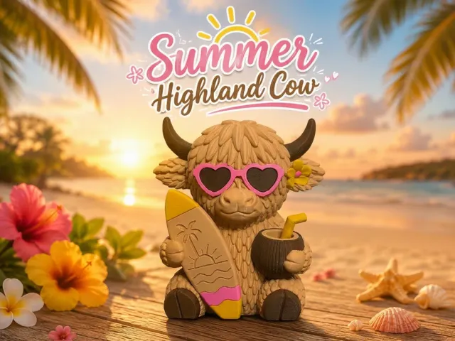 Summer Highland Cow – Surf & Sip