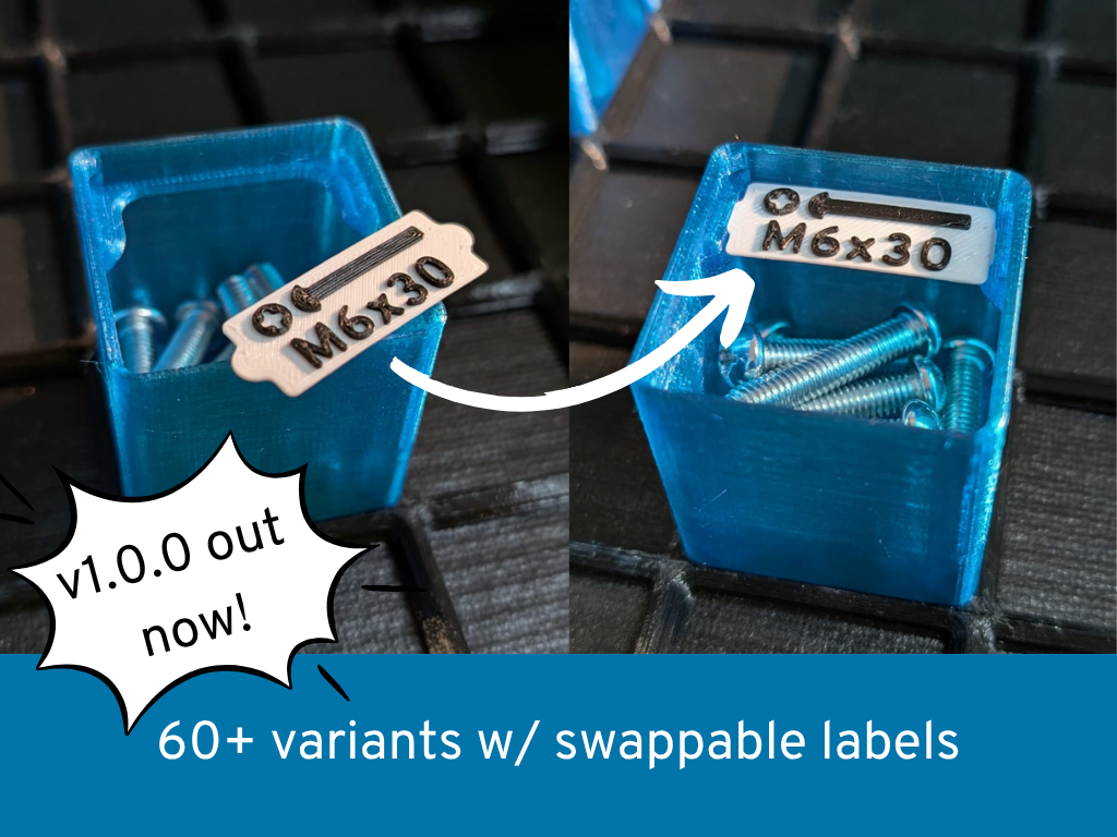Swapfinity - Parametric Gridfinity Bins w/ Quick Swap Labels